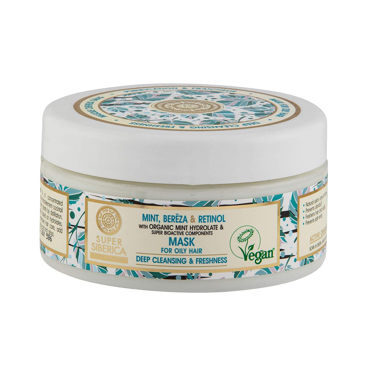 Super Siberica Mint, Bereza & Retinol. Mask for Oily Hair, 300 ml - Beauty Burnt